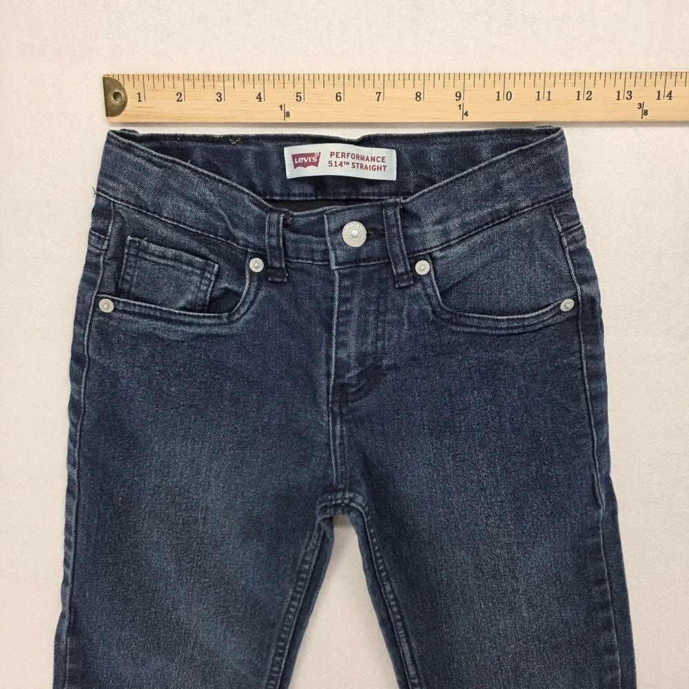 Levis 514 Boys 10 Straight Fit Jeans Blue Adjustable Waist 23x25 Performance